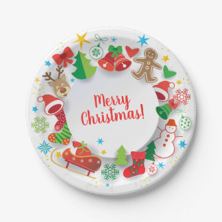 Assiettes En Carton Plaque papier - Joyeux Noël Bonne année! XMAS