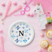 Assiettes En Carton Plaque papier - Lettres mélangées en bleu (Fête)