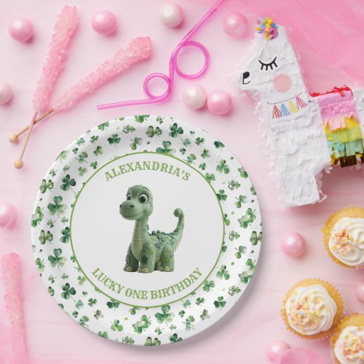 Assiettes En Carton Plaque papier Lucky One Dinosaur st patrick (Fête)