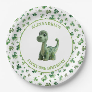 Assiettes En Carton Plaque papier Lucky One Dinosaur st patrick