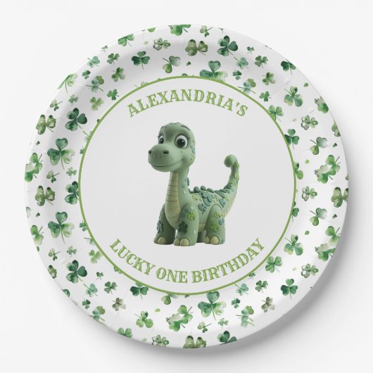 Assiettes En Carton Plaque papier Lucky One Dinosaur st patrick (Devant)