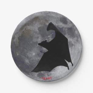 Assiettes En Carton Plaque papier lune et chauve-souris