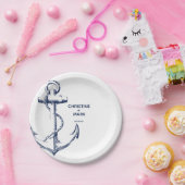 Assiettes En Carton Plaque papier Mariage Ancre marine nautique (Fête)