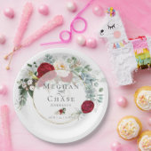 Assiettes En Carton Plaque papier mariage | Bouquet Red Peony vibrant (Fête)