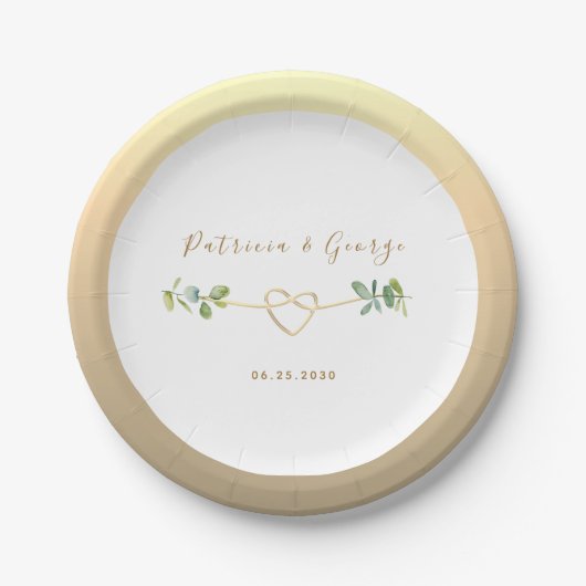 Assiettes En Carton Plaque papier Mariage Eucalyptus (Devant)