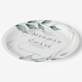 Assiettes En Carton Plaque papier mariage | Grayed Jade Green Botanica (Angle)