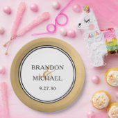 Assiettes En Carton Plaque papier Mariage moderne LGBTQ Gold (Fête)