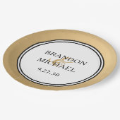 Assiettes En Carton Plaque papier Mariage moderne LGBTQ Gold (Angle)