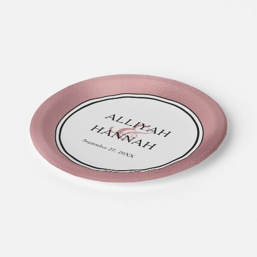 Assiettes En Carton Plaque papier Mariage moderne Rose LGBTQ Gold (Angle)