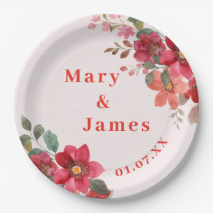 Assiettes En Carton Plaque Papier Mariage Rose Et Peach Élégante Flora
