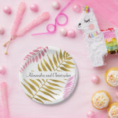 Assiettes En Carton Plaque papier Mariage Tropical Gold & Gold rose (Fête)