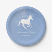 Assiettes En Carton Plaque papier Mariage Unicorne Bleu (Devant)