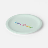 Assiettes En Carton Plaque papier Mint Green & Rainbow "Happy Birthday (Angle)