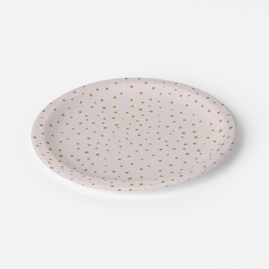 Assiettes En Carton Plaque papier Motif Blush & Gold Mod Pois (Angle)