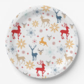 Assiettes En Carton Plaque papier Motif Cerfs de Noël (Devant)