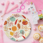 Assiettes En Carton Plaque papier Motif Citrouille et Feuille d'automn (Fête)