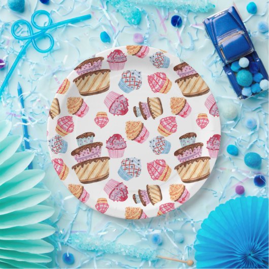 Assiettes En Carton Plaque papier Motif de gâteaux mignons (Fête)