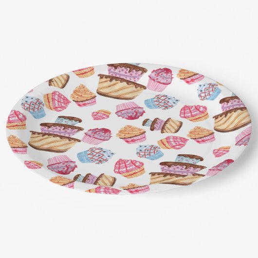 Assiettes En Carton Plaque papier Motif de gâteaux mignons (Angle)