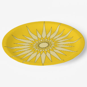 Assiettes En Carton Plaque papier - Motif étoile en Jaune