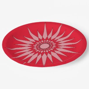 Assiettes En Carton Plaque papier - Motif étoile en rouge