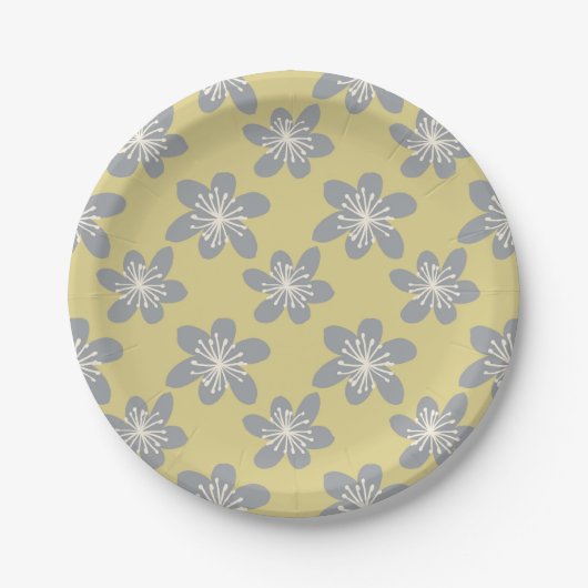 Assiettes En Carton Plaque papier Motif gris et jaune cool (Devant)