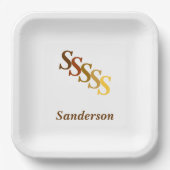 Assiettes En Carton Plaque papier - Nom initial en jaune et en bleu (Recto)