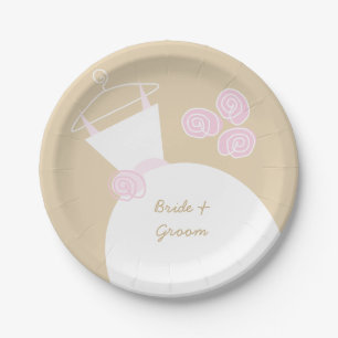Assiettes En Carton Plaque papier "Noms" rose beige mariage Gown