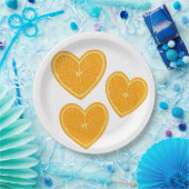 Assiettes En Carton Plaque Papier Orange Coeur - Décor Fête Citrus (Fête)