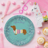 Assiettes En Carton Plaque papier Parties scintillant Dachshund Animée (Fête)