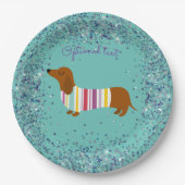 Assiettes En Carton Plaque papier Parties scintillant Dachshund Animée (Devant)
