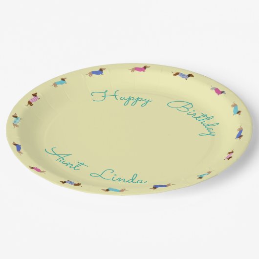 Assiettes En Carton Plaque papier Pastel Dachshund customisée (Angle)