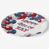 Assiettes En Carton Plaque papier Patriotique Happy 4 juillet Balloon (Angle)
