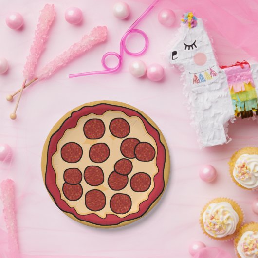 Assiettes En Carton Plaque Papier Pepperoni Pizza (Fête)