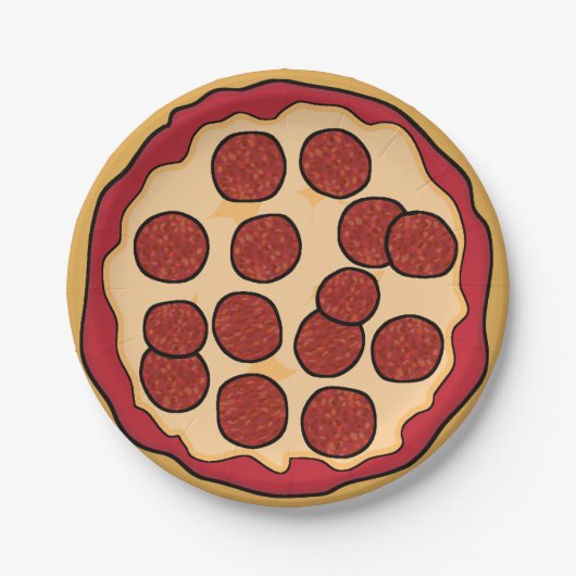 Assiettes En Carton Plaque Papier Pepperoni Pizza (Devant)
