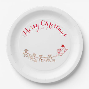 Assiettes En Carton Plaque papier - Père Noël et Deer Salutations