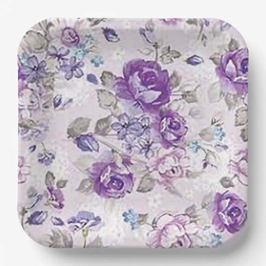 Assiettes En Carton Plaque papier "Periwinkle Floral Design" (Recto)