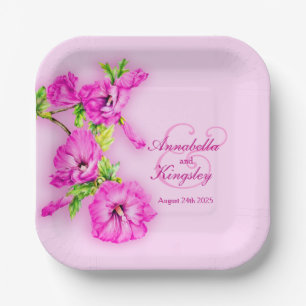 Assiettes En Carton Plaque papier personnalisée en art rose hibiscus m
