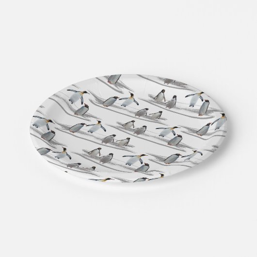 Assiettes En Carton Plaque Papier Pingouin Iceberg (Angle)