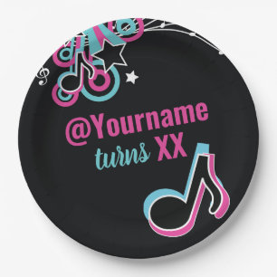 Assiettes En Carton Plaque papier Pink & Blue Ado Dance Party