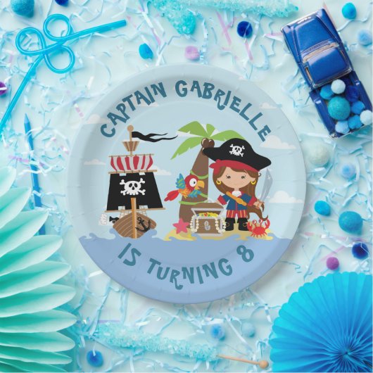 Assiettes En Carton Plaque Papier Pirate Fille Mignonne (Fête)