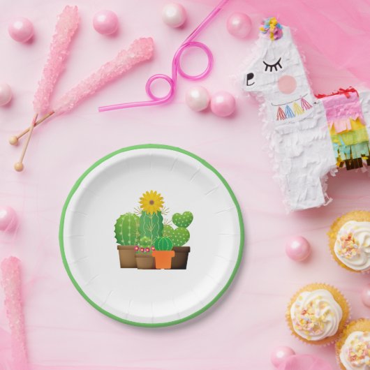 Assiettes En Carton Plaque papier Plante Pointe Cactus (Fête)