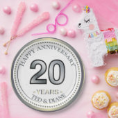 Assiettes En Carton Plaque papier Platinum 20e anniversaire (Fête)