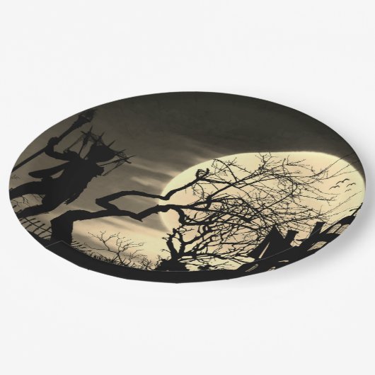 Assiettes En Carton Plaque papier Pleine lune éffrayante (Angle)