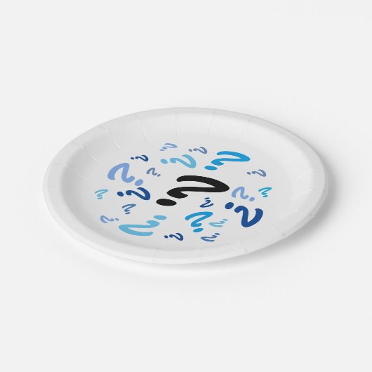 Assiettes En Carton Plaque papier - Points d'interrogation bleus (Angle)