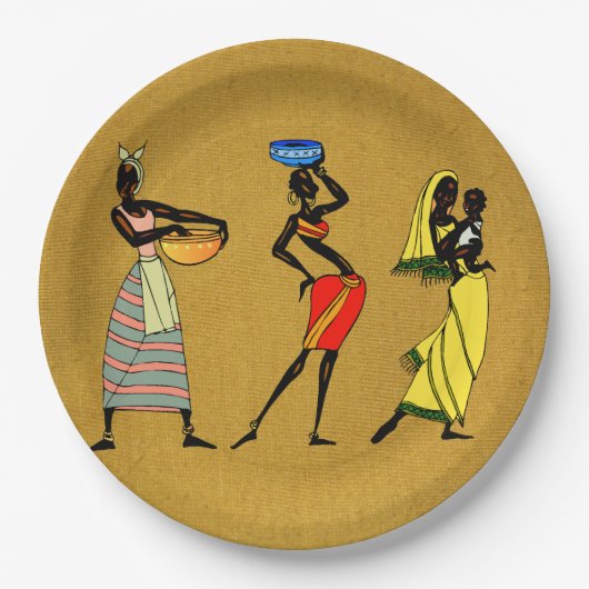 Assiettes En Carton Plaque papier pour femmes africaines (Devant)