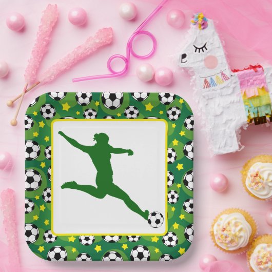 Assiettes En Carton Plaque papier pour filles de soccer (Fête)