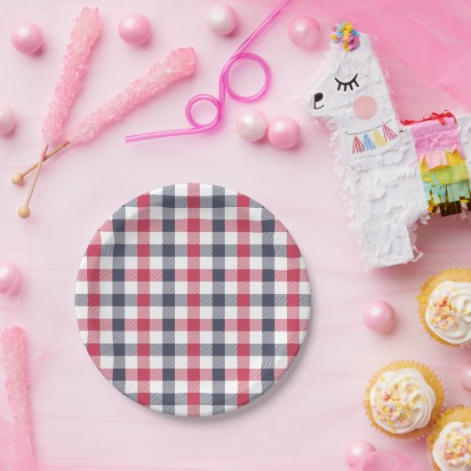 Assiettes En Carton Plaque papier préppante rouge, blanc et bleu (Fête)