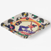 Assiettes En Carton Plaque papier Retro Boogie Woogie Party (Angulaire)