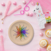 Assiettes En Carton Plaque papier - Roue couleur plumes (Fête)