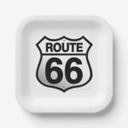 Assiettes En Carton Plaque papier Route 66 (Recto)